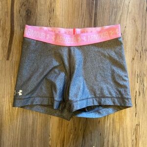 Under Armour size S grey pink athletic spandex short volleyball shorts